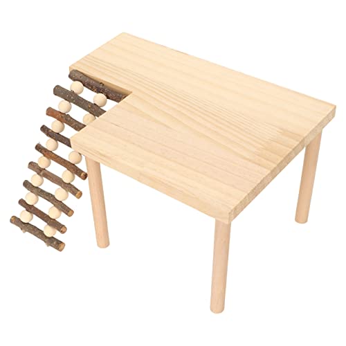 Pssopp Hamster Climbing Ladder, Premium Adjustable Wooden Activity Playground Platform for Hamster Cage Small Pet Natural Wood 29 x 20 x 15.5 cm 1 Set