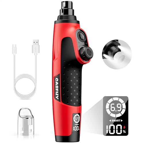 Casfuy Smart 6-Speed Dog Nail Grinder - 50% More Power Pet Nail Grinder with 2 LED Lights Quiet Rechargeable Electric Dog Nail Trimmers File Toenail Grinder for Large Medium Small Dogs & Cats (Red) - color: Red