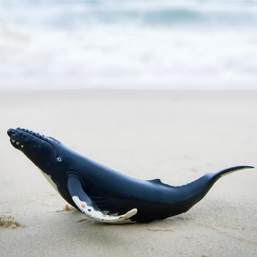Gemini&Genius Humpback Whale Action Figure, Sea Animal Orca Blackfish Toys | Soft Rubber Ocean Shark, Great for Kids Bath Toys Swimming Toys, Beach Toys, Perfect Cake Coppers - color: Humpback Whale
