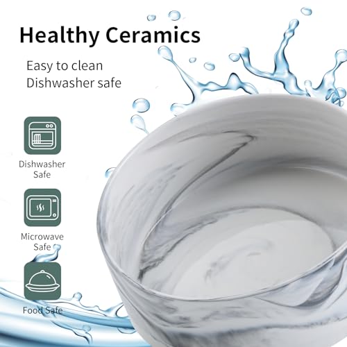 Raised/Elevated Ceramic Dog Bowl for Small Medium Sized Breeds,Dog Food Water Bowl with Stand,6 in Non Slip Heavy Pet Feeding Dish 3.6 Cups/ 850 ml /28 OZ Marble Grey - color: Marble Grey, size: 6 in