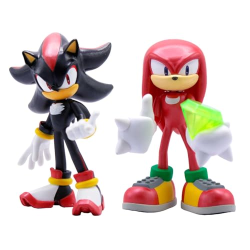 Just Toys – Sonic the Hedgehog Metallic Knuckles & Shadow Figure 2-Pack | Two 4-inch buildable Knuckles and Shadow figures with swappable arms and accessories in a collector window box. Ages 3+ - style: Metallic 2 Pack - Knuckles & Shadow