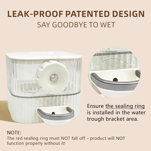 No Drip Hanging Automatic Rabbit Water Dispenser 650ml, Top Refill Pet Water Bowl Bottle BPA Free for Bunny, Guinea Pig, Ferret, Chinchilla,Squirrel,Hamster,Puppy Kitten, Other Small Animals