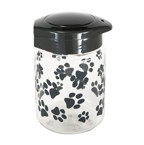 Lixit® Dog Treat Plastic Jar - Airtight Food and Treat Storage Jars for Dogs, Cats, Small Animals and Birds - Made in USA (Paw Prints - Gray, 64 Ounce (Pack of 2)) - size: 64 Ounce (Pack of 2)