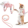 TIESOME Cat Harness and Leash Set, Adjustable Gradient Kitten Harness | Escape Proof Harness with Leash for Kitty Outdoor Walking - color: Ribbon Bear Pink
