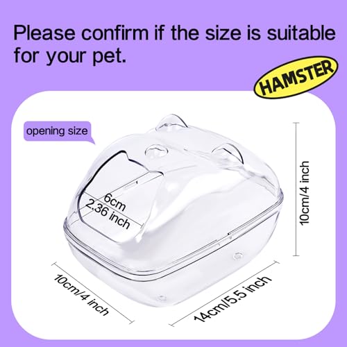 Hamster Bathtub,Sand Bath Container,Mouse dig Box,Splash Proof Hamsters Sand Box Bathroom,Transparent House sandbath for Hamsters,Hamster Toilet Small Animal Habitat Décor(M 5.7 * 4 * 4inches)