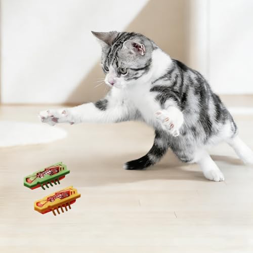 XCZAP Cat Electric Toy Bug – Automatic Rolling Interactive Cat Toy(2-Pack) (LS-Green Yellow) - color: LS-Green Yellow