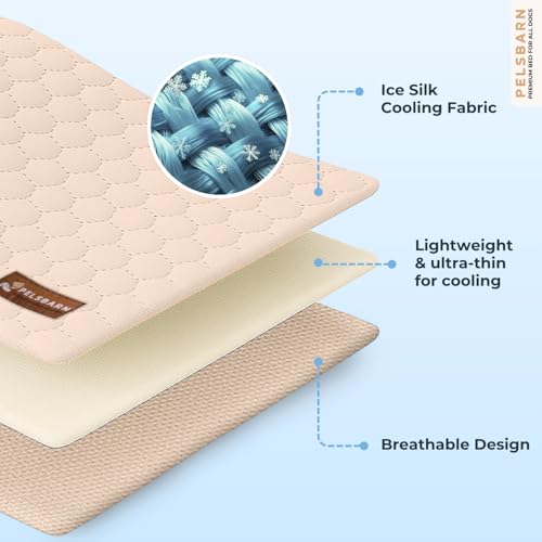 Dog Cooling Mat, Ice Silk Self-Cooling Pad, Light Beige, XL - color: Light Beige, size: Extra Large