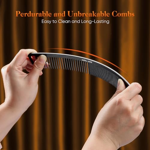 SALONSILK 4PCS Professional Comb Set, Wide Tooth Rat Tail Fine Tooth Hair Combs, Braiding Cutting Barber Styling Curly Parting Set for Men and Women - color: Black-4 PCS