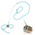 Hypeety Syrian Hamster Leash Harness Set Adjustable Training Walking Lead | Adjustable 3.14-7.07'' chest, 32.60'' lengh, soft nylon leash with finder bells, for hamster/rat/gerbil, easy to put on, blue - color: Nylon Blue 32.7"