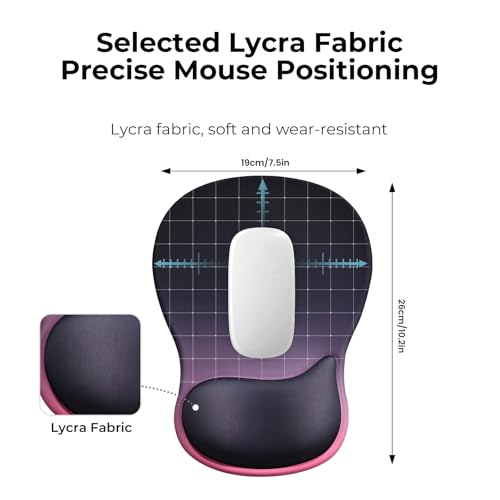 EooCoo Mouse Pad with Gel Wrist Rest, Ergonomic Mousepad Wrist Alignment | Middle Concave Design for Natural Wrist Alignment, Non-Slip Base Mousepad, Carpal Tunnel Relief, Office Desk Accessories - color: Black Pink