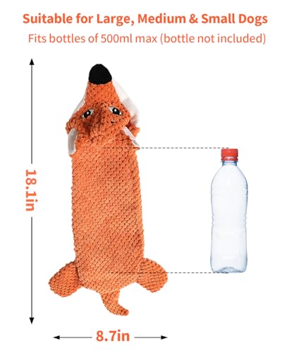 Dog Toys, Squeaky Plush No Stuffing Crinkle Dog Toy for Small Medium Large Dogs, [3 Pack] Interactive Puppy Teething Water Bottle Dog Chew Toy - style: Squirrel, Mouse, Fox