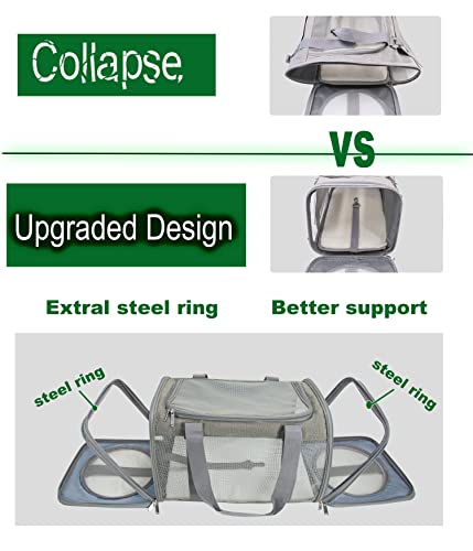 Soft-Sided Pet Carrier for Cats Small Dogs of 15 Lbs Medium Grey - color: New-Grey, size: Medium