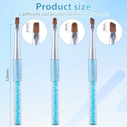 3Pcs Nail Art Clean Up Brushes Nail Brushes Cleaning Polish Mistakes | Cleaning Polish Mistakes on the Cuticles Acetone Resistant Nail Brush Fingernail Cleaning Brushes for Nail Art and Designs - color: Pearl Blue