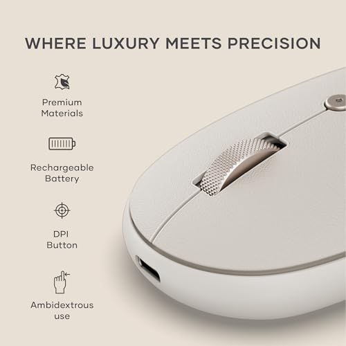 Satechi OntheGo Bluetooth Mouse, Connect Up to 3 Devices, for Laptop, Sand | USB-C rechargeable battery, compact & portable, for laptop, computer, tablet - color: Sand
