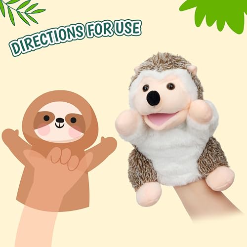 Easfan Hedgehog Hand Puppet with Movable Mouth Plush Toy Gift for Kids 10" | Interactive storytelling, cute stuffed animal, creativity imagination, easter christmas birthday holiday gift, for toddlers - style: Hedgehog
