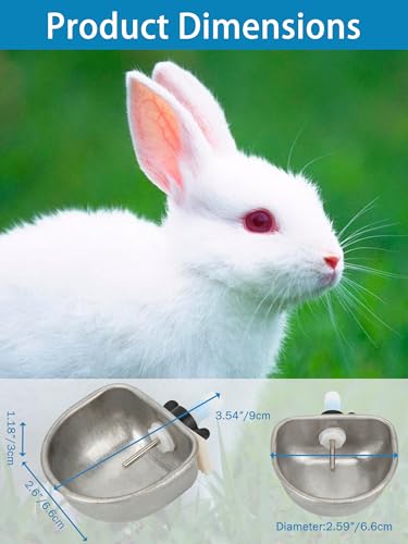 Rabbit Drinking Water Bowl, 10PCS Nipple Drinker Feeder Pet Cage | 3.54x2.60x1.18in Stainless Steel Watering Dispenser System, Bunny Equipment for Breeding Cages