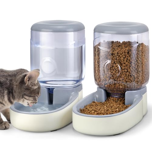 2 Pack Automatic Cat Feeder and Water Dispenser Pet Dog Gravity Feed Bowl | Automatic Cat Feeder and Water Dispenser Pet Feed Bowl Dog Gravity Food Feeder & Waterer Set for Small Medium Pup Kitty