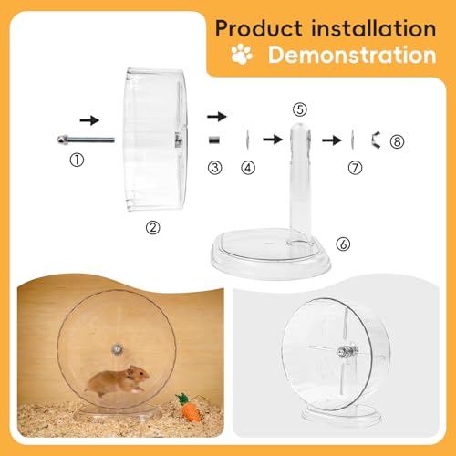 20 Pcs Hamster Cage Accessories Set, Includes 9.5" Silent Hamster Wheel, Maze Wooden House, Water Bottle Stand, Food Bowl & 16 Natural Chew Toys – Habitat Accessories for Hamster, Gerbil & Mouse
