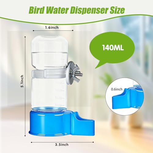Automatic Bird Cage Water Dispenser, 4.73 oz Parakeet Water Feeder | Water Dispenser for Birds, 4.73 oz Tank, Gravity Flow Helps Reduce Mess, Rotating Cage Clip, Budgies Cockatiels Lovebirds - color: Blue, size: 1PCS Water Dispenser