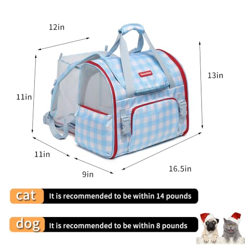 Pet Backpack Carrier for Small Dogs Medium Cats, Puppies,Breathable and Collapsible Design, Portable Travel Bag for Bearded Dragon,Rabbit Cage (Blue, Small) - color: blue, size: Small