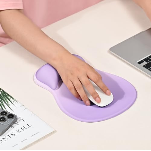 EooCoo Mouse Pad with Gel Wrist Rest, Ergonomic Mousepad Wrist Alignment | Middle Concave Design for Natural Wrist Alignment, Non-Slip Base Mousepad, Carpal Tunnel Relief, Office Desk Accessories - color: Purple