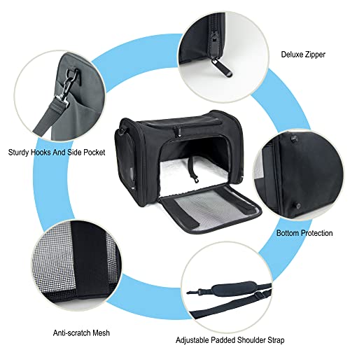 Soft Sided Carrier for Small Medium Cats Dogs,TSA Airline Approved Collapsible Travel Pet Carrier Medium Black - color: Black, size: Medium