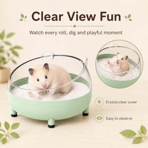 Meow&Woof Hamster Sand Bath Container, Large Sandbox Toilet Gerbil Batheoom, Tiny Chinchilla Dust Bathtub Sand Bath Box for Hamster Cage Accessories 5.2 Inch-Light Green - color: Light Green