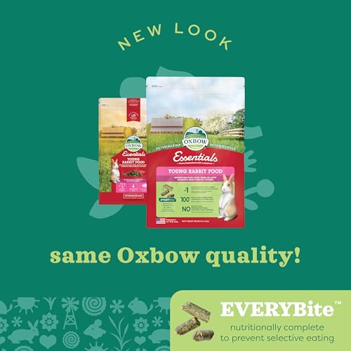 Oxbow Essentials Young Rabbit Food, High-Fiber Rabbit Pellets, USA, 10 lb | Bunny Food for Young Rabbits, Made with High Fiber Oxbow Hay, Vitamins & Minerals, Uniform, Prevents Selective Feeding - size: 10 Pound (Pack of 1)