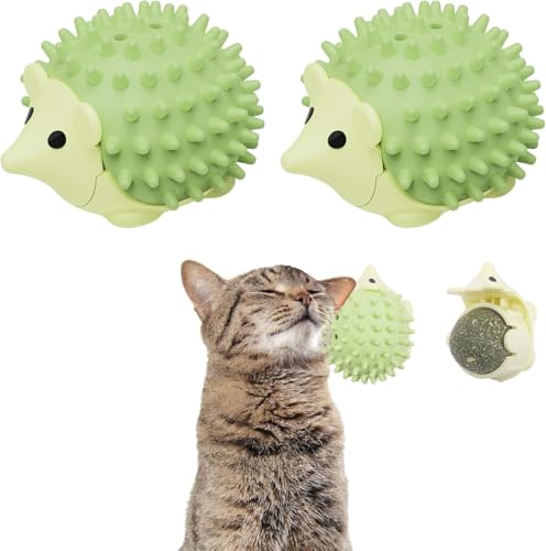 2 PCS Catnip Toys Self-Grooming Cat Brush with Catnip Ball & Gall Fruit, Kitty Kitten Scratcher Self Groomer Cat Toys for Indoor Cats