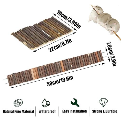 PINVNBY Hamster Suspension Bridge Ladder Rodents Natural Wooden Arch Bendable Bridge Chew Toy Long Climbing Ladder for Hamster Guinea Chipmunk Pig and Other Small Animals (2 Kinds Length) - size: L:19.6x3.2inches, 8.6x4inches