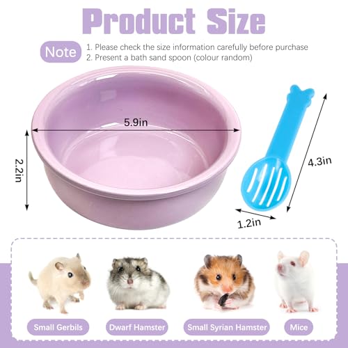 kathson Hamster Sand Bath Box Ceramic Small Animals Shower Bathtub Gerbil Litter Box Mice Bathroom Syrian Hamster Digging Sand Container Cage Accessories for Lemmings (Purple) - color: Purple