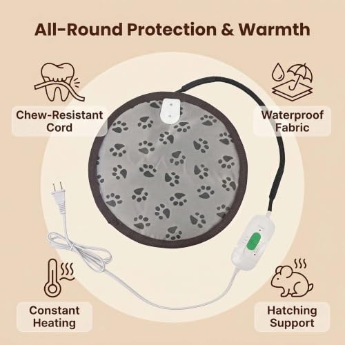 Chicken Heating Pad,Small Animal Rabbit Guinea Pig Heated Bed Mat,Black | Fire Retardant;With Chew Resistant Steel Cord;Guinea Pig Squirrel Hedgehog Chinchilla Winter Warm Heated Bed Mat - color: Black