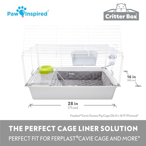 Paw Inspired Critter Box | Washable Guinea Pig Cage Liners with Raised Sides | Fleece Bedding for Guinea Pigs Rabbits, Hamsters, Small Animals | Edge Protected Pee Pads (C&C 2x1 (14" Grids)) - size: C&C 2x1 (14" Grids)
