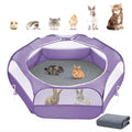 Pawaboo 2-in-1 Small Animals Playpen with Pad, Purple+Gray | Waterproof, Reusable Pad, Portable Outdoor Yard Fence with 3 Metal Rod, For Chick/Kitten/Guinea Pig/Rabbits/Chinchillas - color: U-Purple+Gray