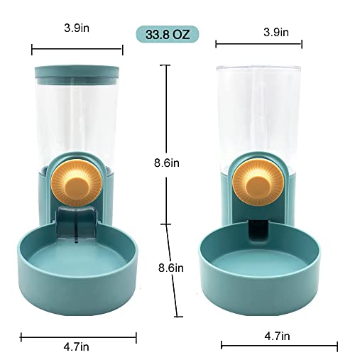 Pet Hanging Automatic Feeders Drinking Bowls 40oz, Auto Gravity Pet Feeding Water Set, Cage Pet Feeding Bowls Dispenser for Cats Dogs Puppy, Rabbit Hamsters Chinchilla Hedgehog (Green-Water) - color: Green-Water