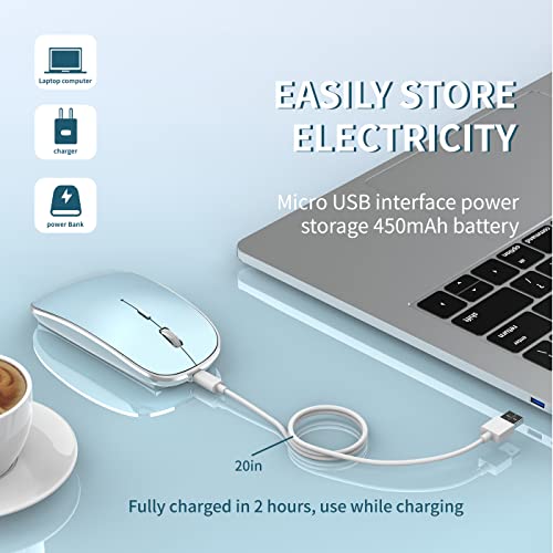 Halpilt Wireless Mouse Chargeable Portable Silent USB and Type-C Dual Mode Wireless Mouse 3 Adjustable DPI for Laptop, Mac, Mac, Android, PC (Q23S Blue) - color: blue