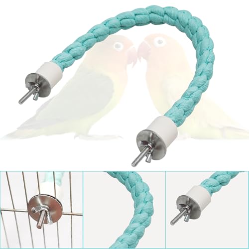Dnoifne Bird Rope Perch, Cotton Bendable Parrot Perch Stand Toy, Bird Standing Climbing Rope, Bird Cage Accessory, Suitable for Small Birds Parrot Parakeet Budgies Cockatiels Lovebirds (22"/55 CM) - size: 22"/55 CM