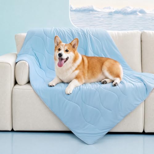 Luciphia Cooling Dog Blanket, Q-MAX>0.5 Pet Throw for Couch, Crate & Bed | Cools on contact—no power needed. Soft, breathable, gentle on sensitive skin; dog & cat cooling throw, Light Blue,40x60 - color: Light Blue, size: 40x60 inches