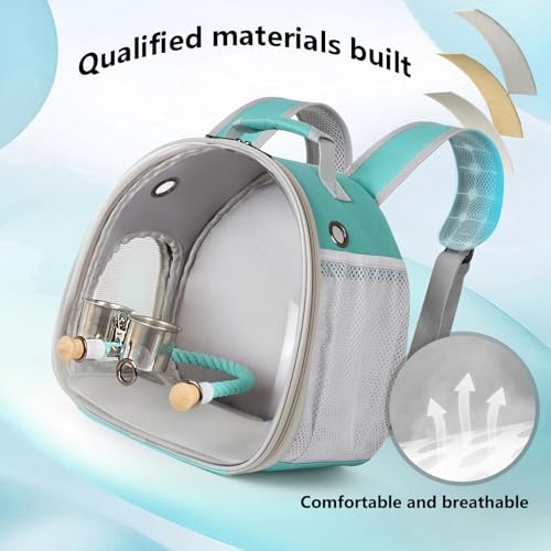 Small Bird Travel Backpack Carrier Cage, Backpack to Transport Backpack Carrier with Clamp Cups Stand Perch for Parakeet Cockatiel Budgies Vet Carry Book Bag Green - color: Green