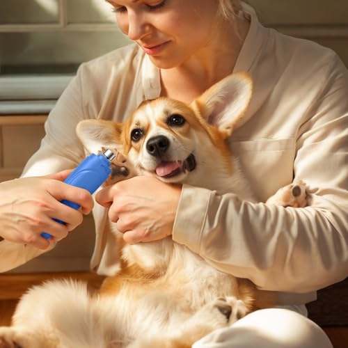 Dog Nail Grinder, Dog Nail Trimmers and Clippers Kit, Super Quiet, Rechargeable, for Small Large Dogs Cats Toenail Claw Grooming,3 Speeds - color: Lake Blue