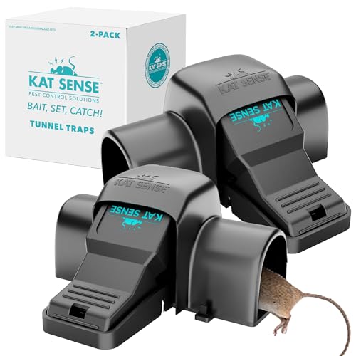 Kat Sense Covered Rat Trap & Chipmunk Trap, Prevents Accidental Triggering with Tunnel Design, Quick Action Pest Control Device, Indoor Outdoor Mouse Trap, Reusable Snap Style Rodent Control