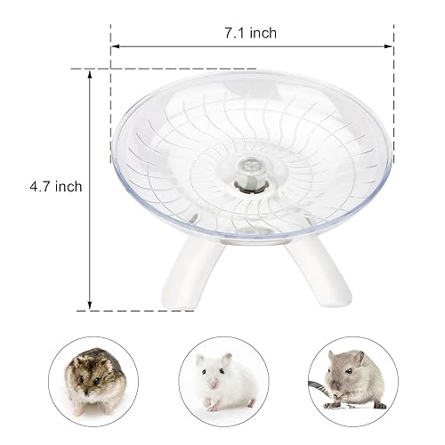 Silent Hamster Exercise Running Wheel Flying Saucer, White | Non-slip surface, smooth & quiet spinning, durable plastic, encourages healthy exercise, for dwarf hamsters/mice/gerbils - color: White