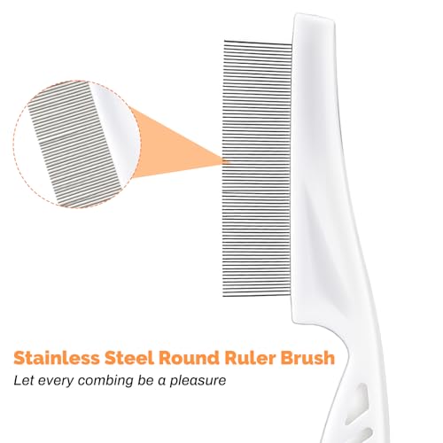 2 Pack Fine Tooth Flea Comb for Cats, Stainless Steel Bunny Brush, Anti-Static Deshedding Guinea Pig Comb Small Pet Grooming Tool for Cats Dogs Rabbits Chinchillas Ferrets Guinea Pigs