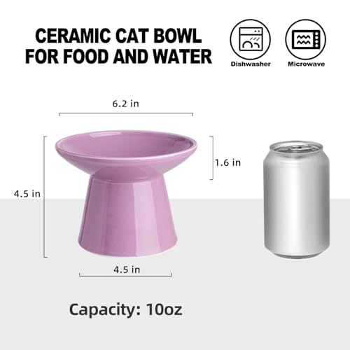 Ceramic Elevated Cat Bowls - 6.2 Inch Extra Wide Raised Cat Food and Water Bowl Set for Indoor Cats, Whisker-Friendly Ceramic Cat Dish for Elder Big Cats & Small Dogs,Dark Purple,2 Pack - color: Dark Purple, size: 2 Pack