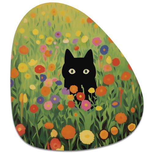 Rimilak Small Mouse Pad 6 x 7 Inch, Irregular Mini Mousepad, Green Grass Cat - color: Green Grass Cat, size: 7L x 6W inches