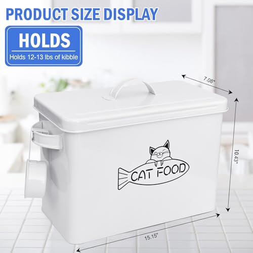 Vumdua Large Dog and Cat Food Storage Container, Farmhouse Pet Food Storage Containers with Lid and Dry Food Scoop, Durable Airtight Cat Container 12-13 lbs Capacity, Great Gift for Pet Owners - size: Large