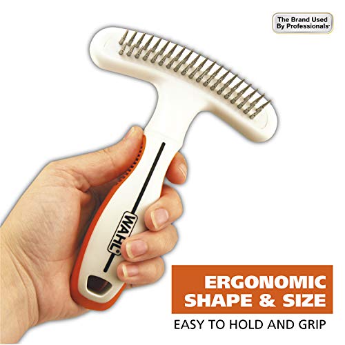 Wahl 2-in-1 Combination Double Row Pet Rake with Hair Shedding Blade | De-Shed And Detangle Dog Or Cat Fur With One Combo Tool, The Brand Used By Professionals – Model 858424 - size: 1 Count (Pack of 1)