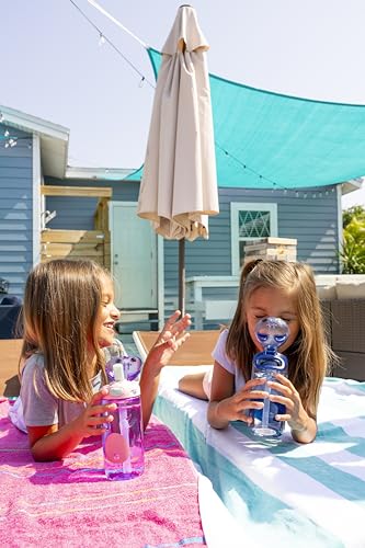 Ello Ellies 16oz BPA-Free Plastic Leakproof Kids Water Bottle, Cat | Animal shaped plastic kids water bottle with straw, leakproof locking lid, carry handle, & BPA-free design for school lunches - color: Cat, size: 16 Ounces