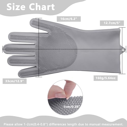 Pet Grooming Gloves—Dog Washing Gloves with High-Density Teeth | Dog Bath Scrubber with Enhanced Five Finger Design, Silicone Gloves for Dogs and Cats Bathing, Massage (Gray) - color: Gray