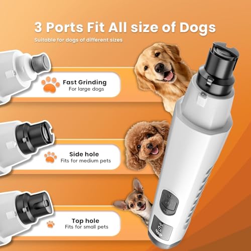 Quiet Pet Nail Grinder with LED Light, 5-Speed Adjustable Dog Nail Grooming Tool for Home Grooming of Small Medium Large Pets, USB Rechargeable